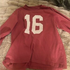 Brandy Melville Pink Long Sleeve Tee with White Graphic